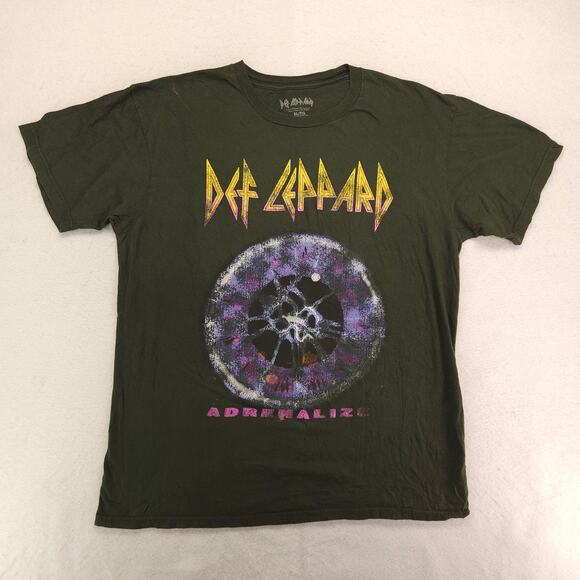 Def Leppard Band Graphic Crew Neck T Shirt Adult Mens Size Extra Large XL Green - Picture 2 of 10